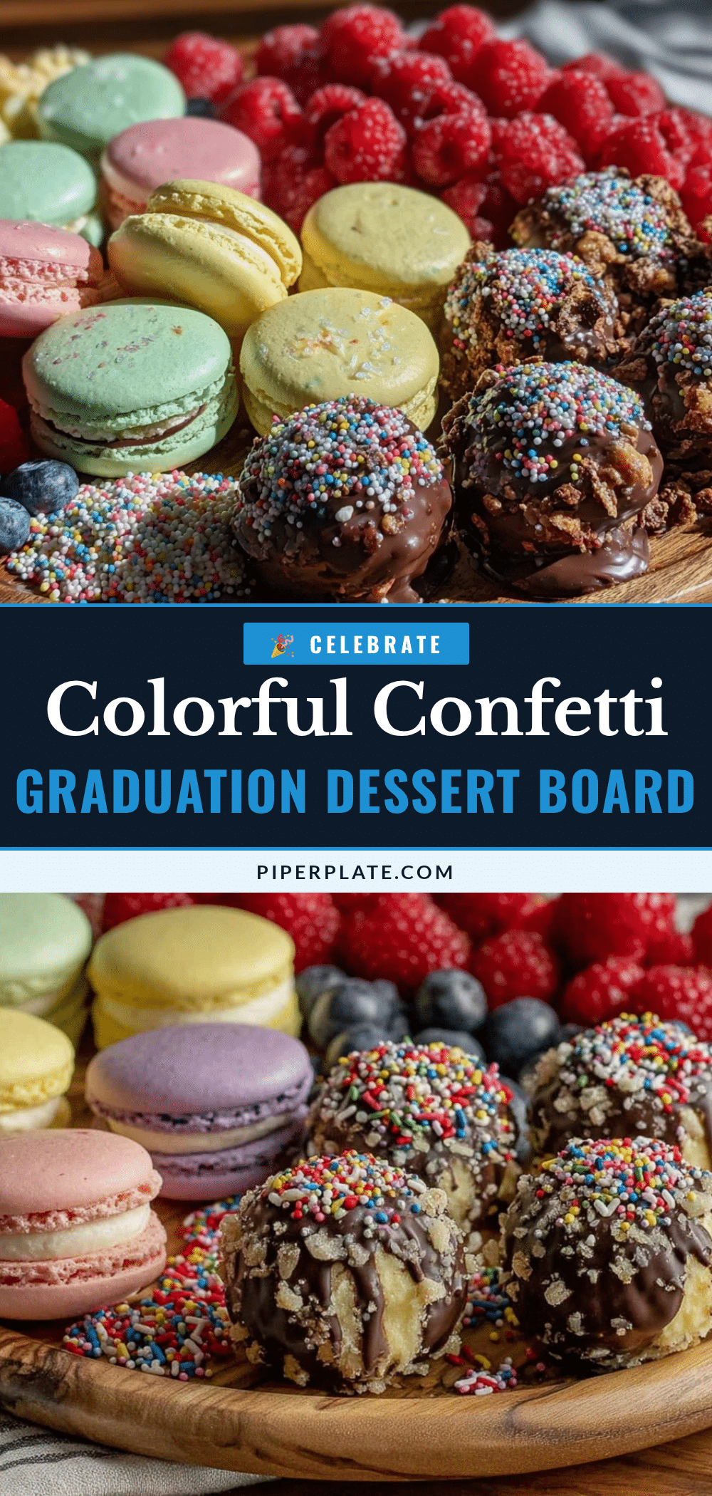 confetti graduation charcuterie dessert board recipe