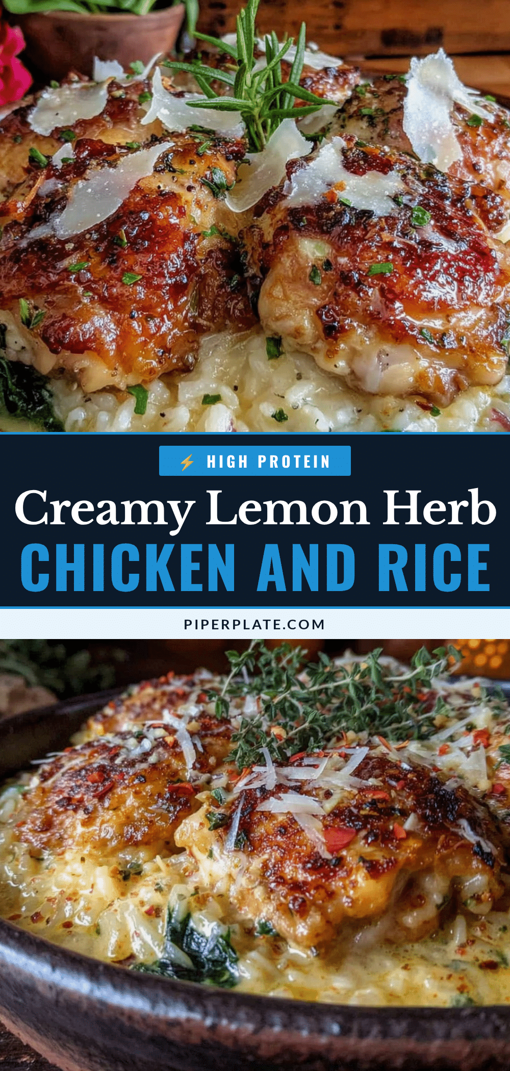 creamy one-pot lemon herb chicken and rice recipe