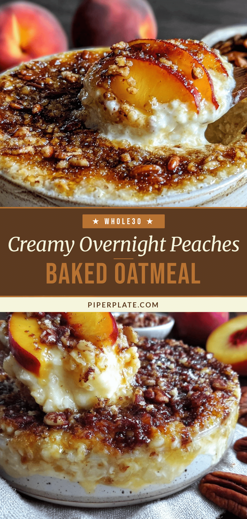 creamy overnight peaches and cream baked oatmeal recipe