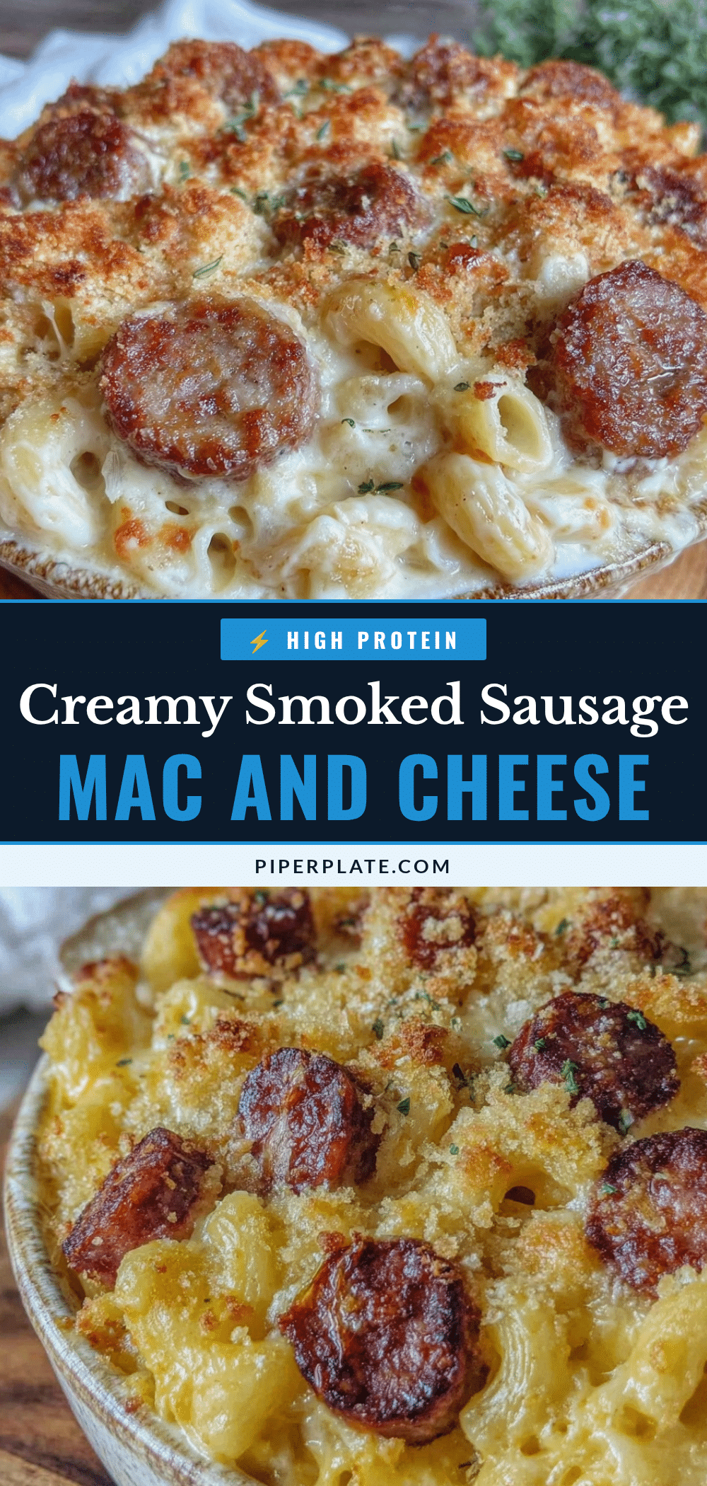 crispy smoked sausage baked mac and cheese casserole recipe