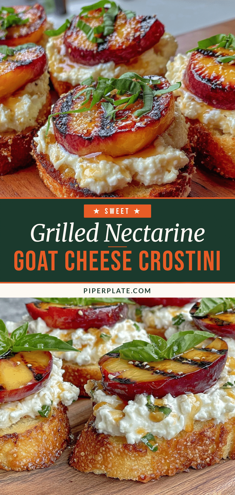 grilled nectarine and whipped goat cheese crostini recipe