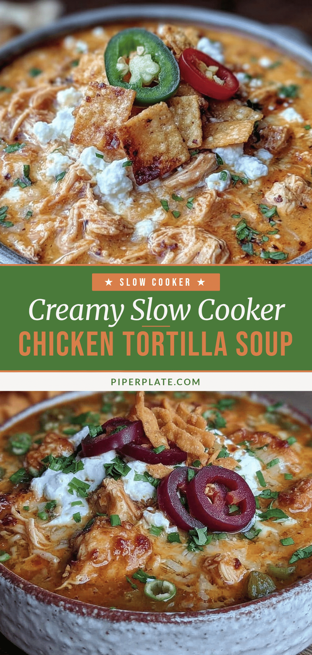 creamy slow cooker chicken tortilla soup recipe