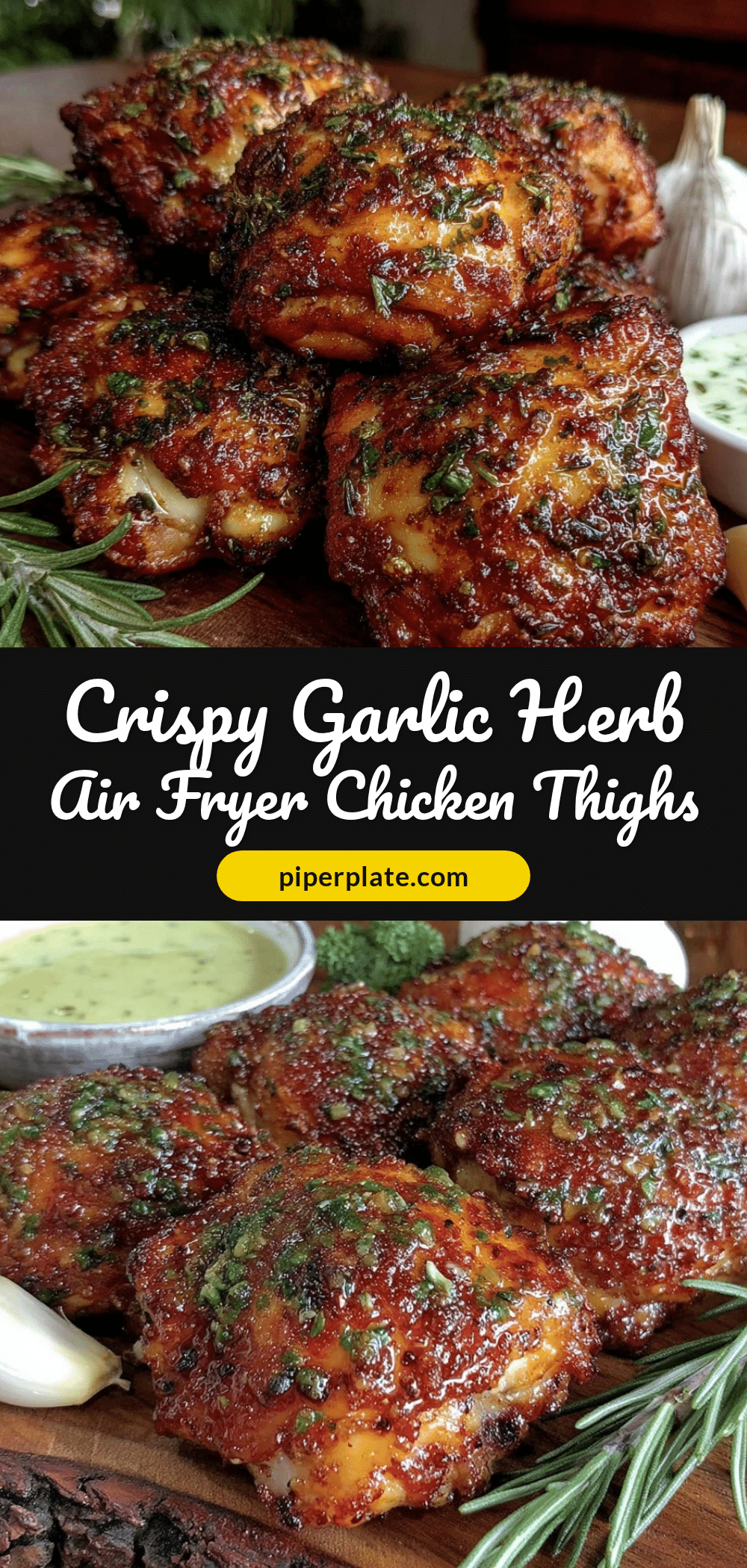 crispy air fryer garlic herb chicken thighs recipe