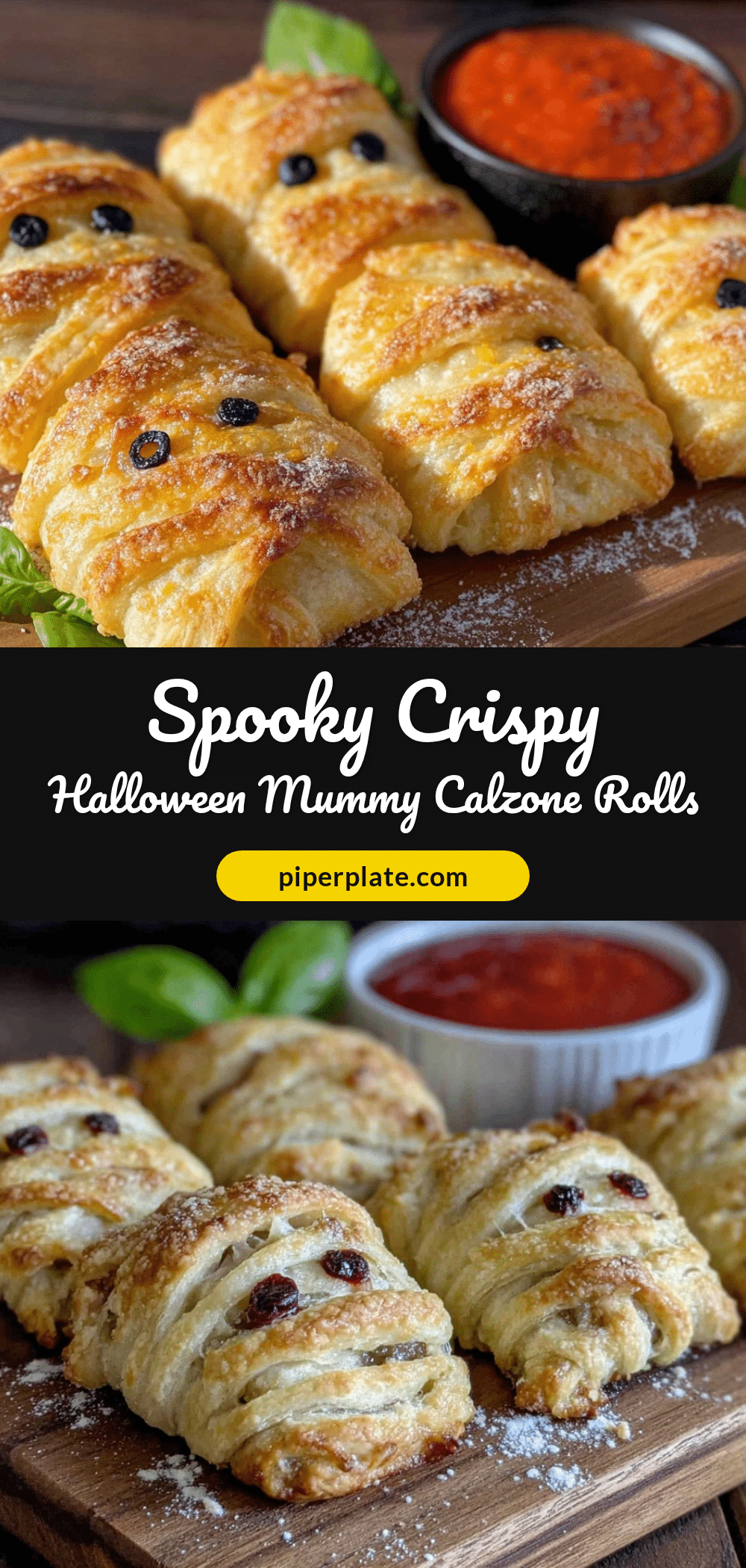 Crispy Halloween Mummy Calzone Rolls recipe