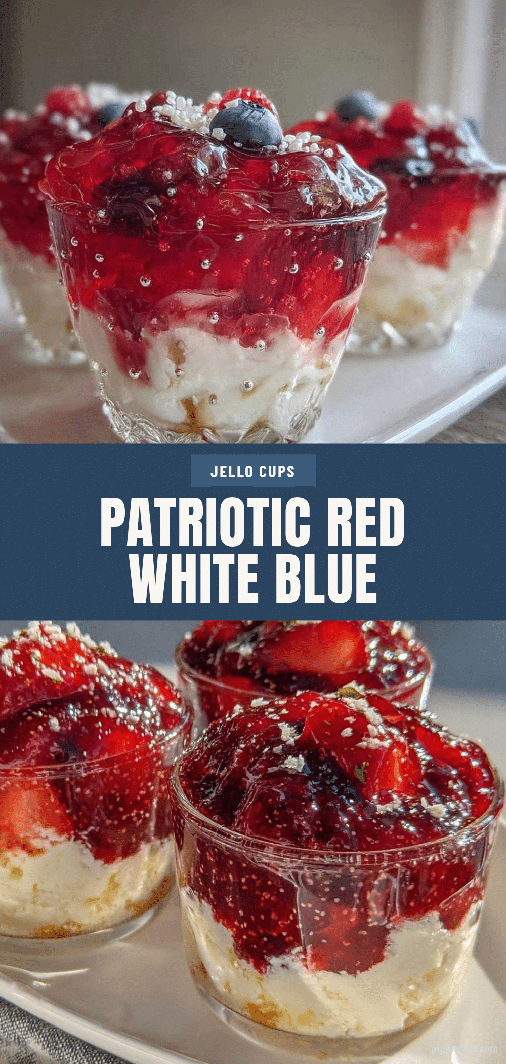 red white and blue layered jello cups recipe