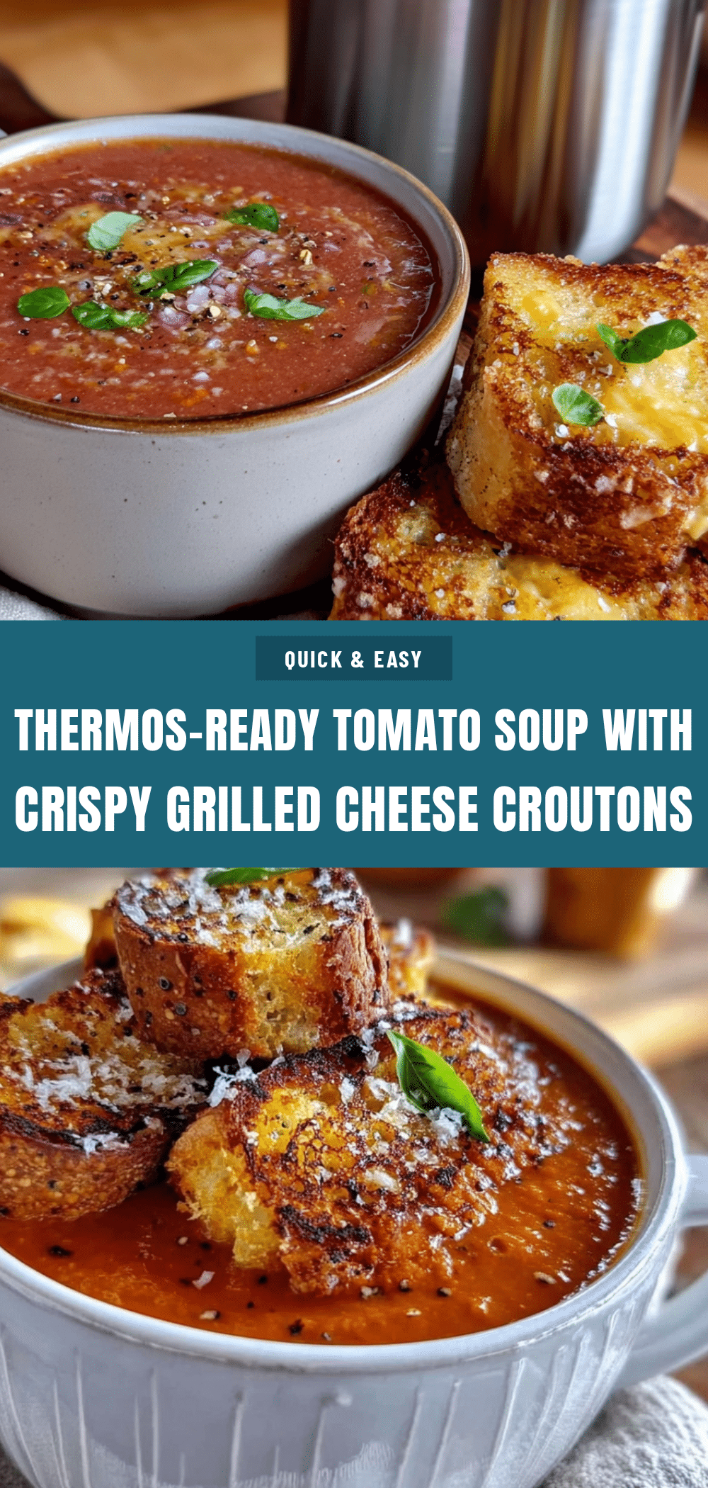 creamy tomato soup with grilled cheese croutons recipe