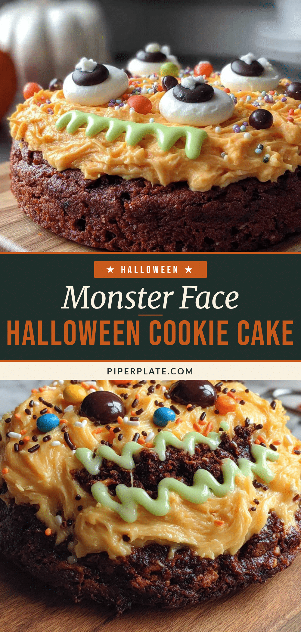 Easy Monster Face Halloween Cookie Cake recipe