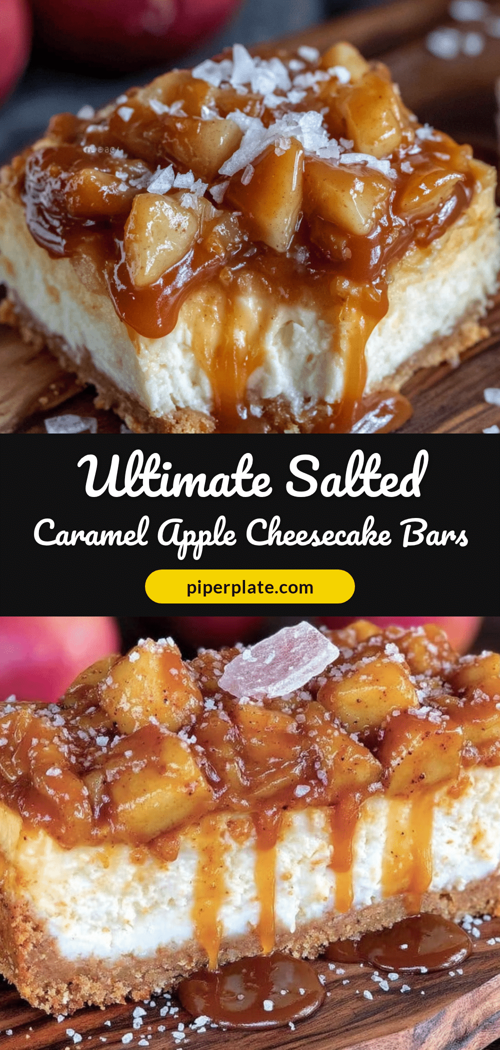 Salted Caramel Apple Cheesecake Bars recipe