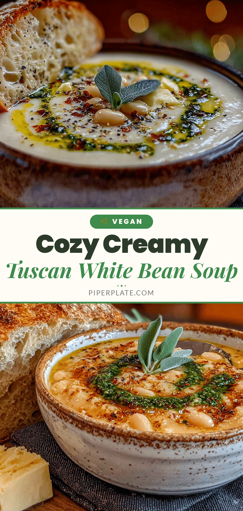 cozy creamy Tuscan white bean soup recipe