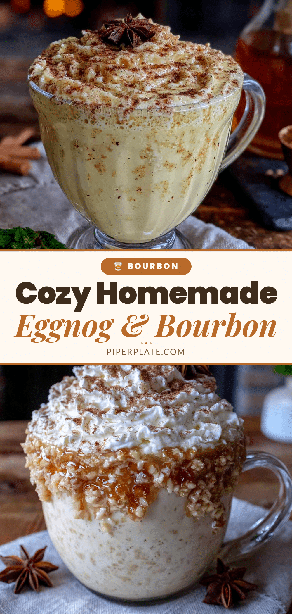 cozy homemade eggnog with nutmeg and bourbon recipe