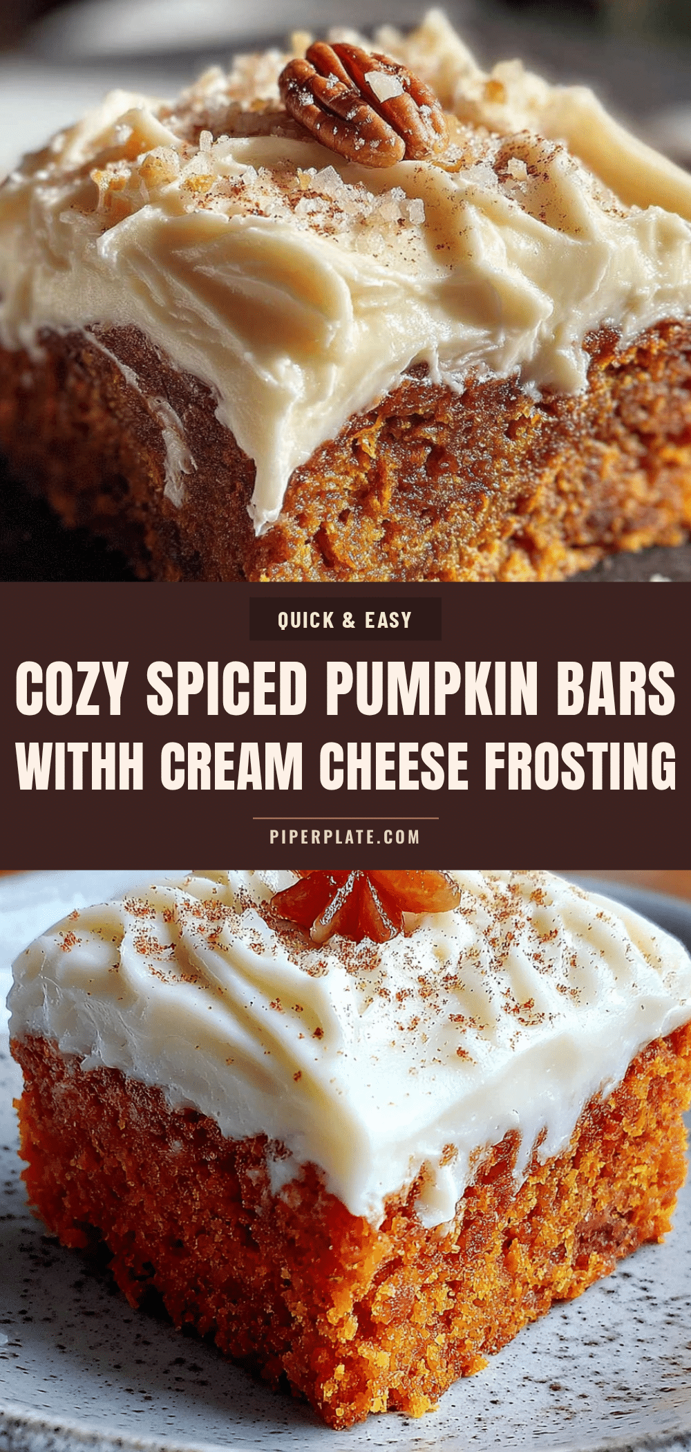cozy spiced pumpkin bars recipe