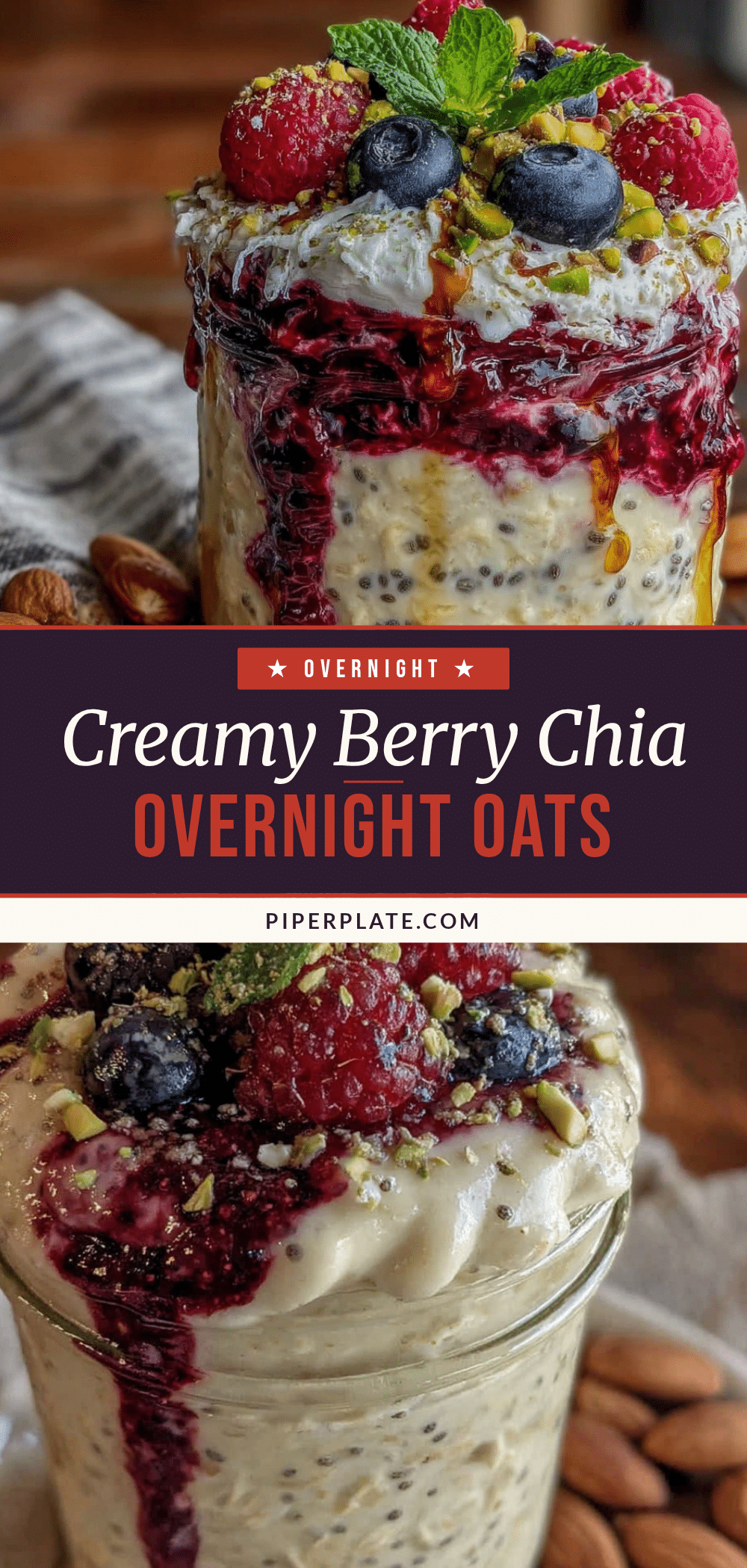 creamy berry chia overnight oats recipe