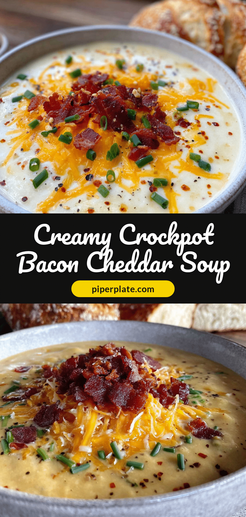 creamy crockpot potato soup with bacon and cheddar recipe
