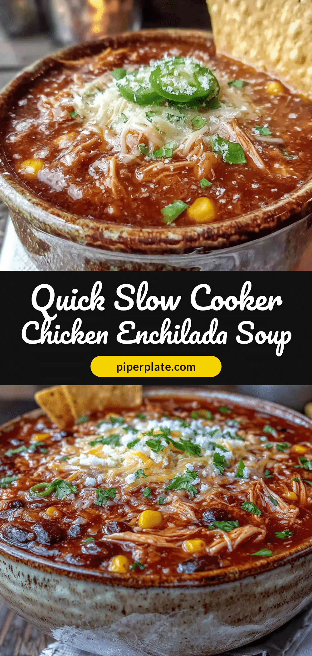 Easy Slow Cooker Chicken Enchilada Soup recipe