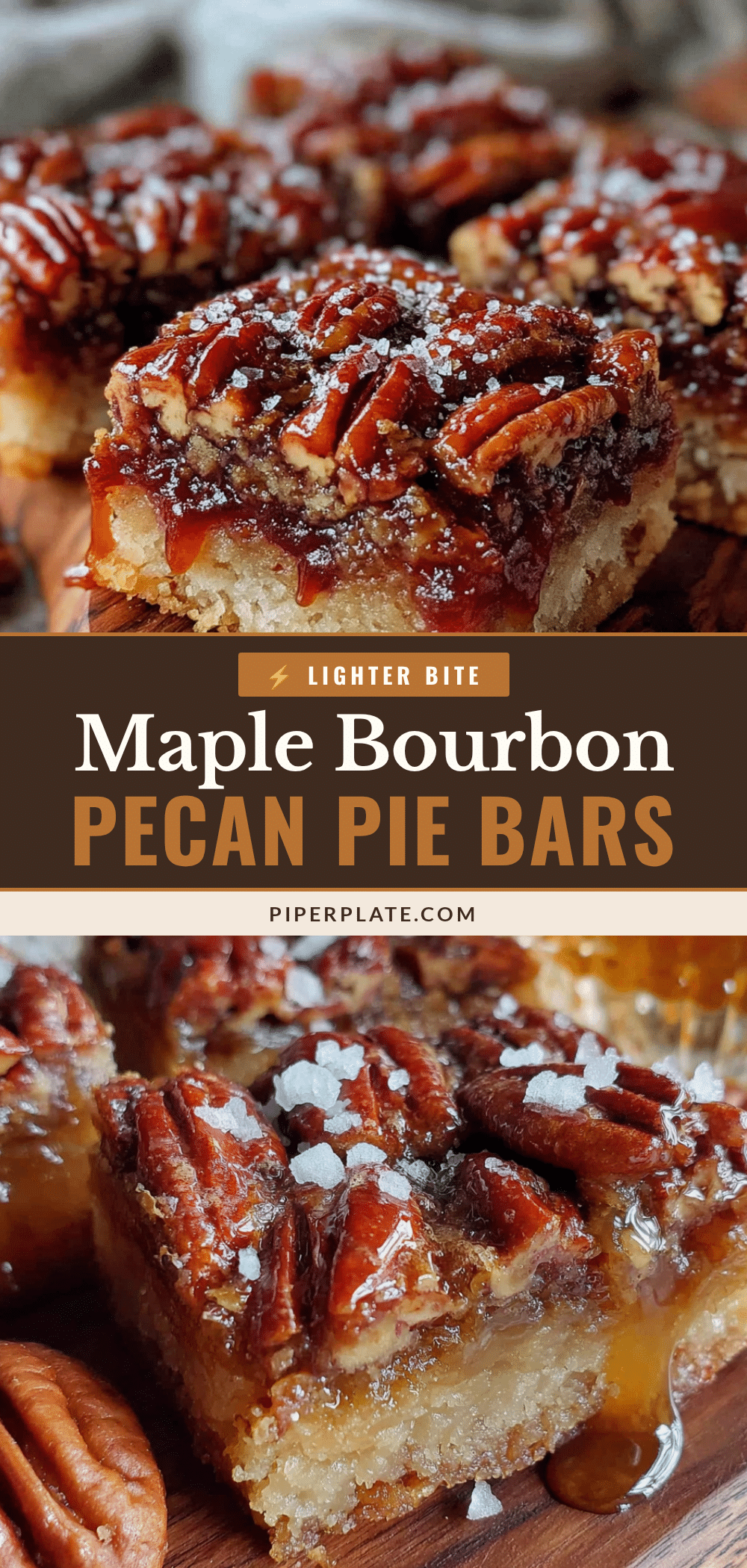 Lighter Maple Bourbon Pecan Pie Bars recipe