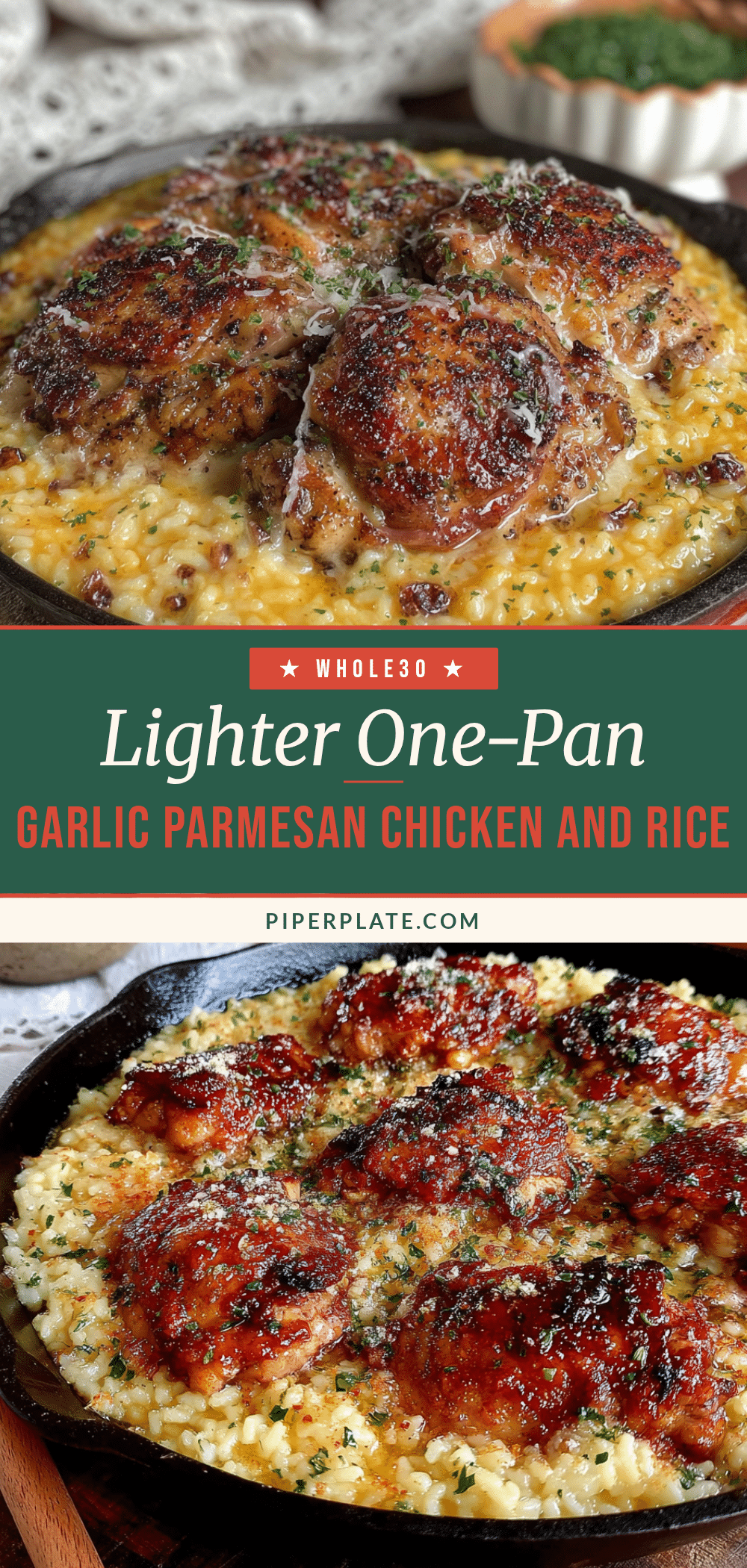 one-pan garlic parmesan chicken and rice recipe