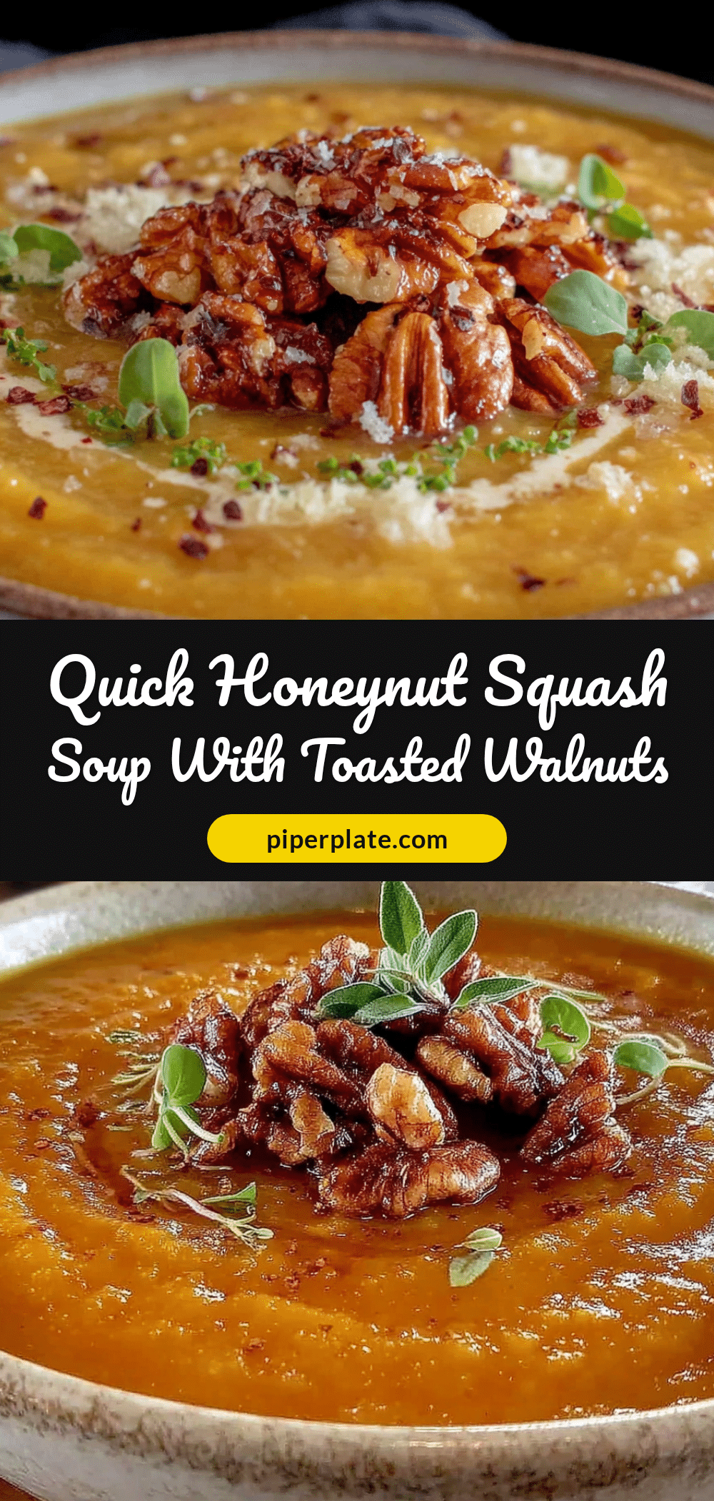 quick honeynut squash soup with toasted walnuts recipe