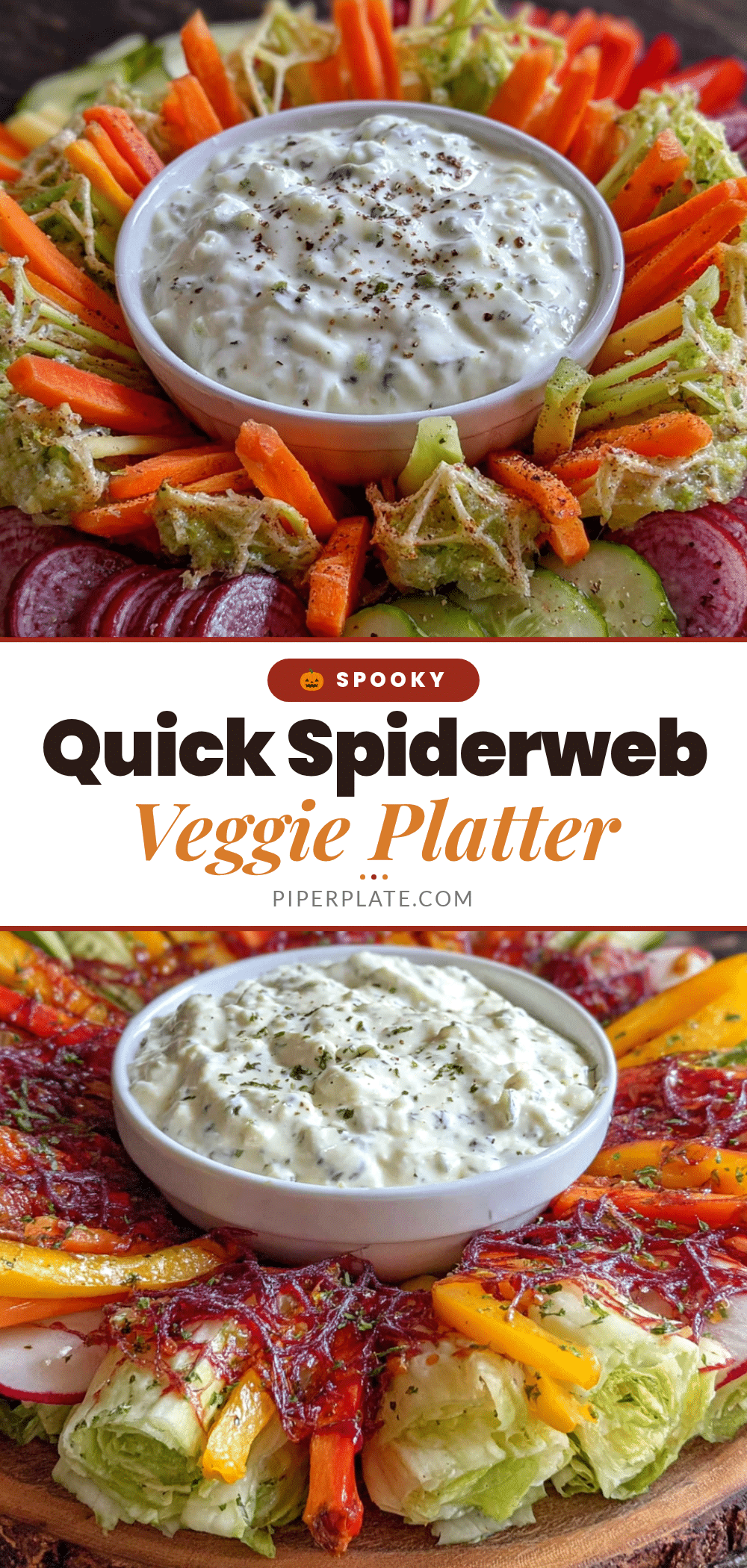 Quick Spiderweb Veggie Platter Easy Halloween Appetizer recipe