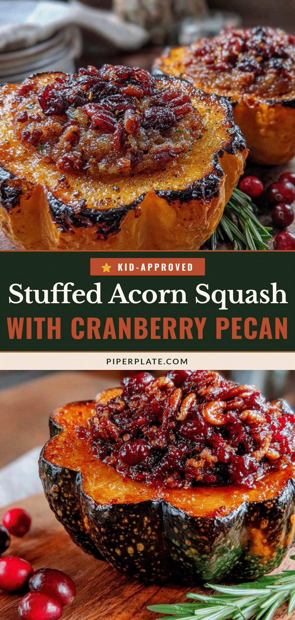 stuffed acorn squash with cranberry pecan recipe